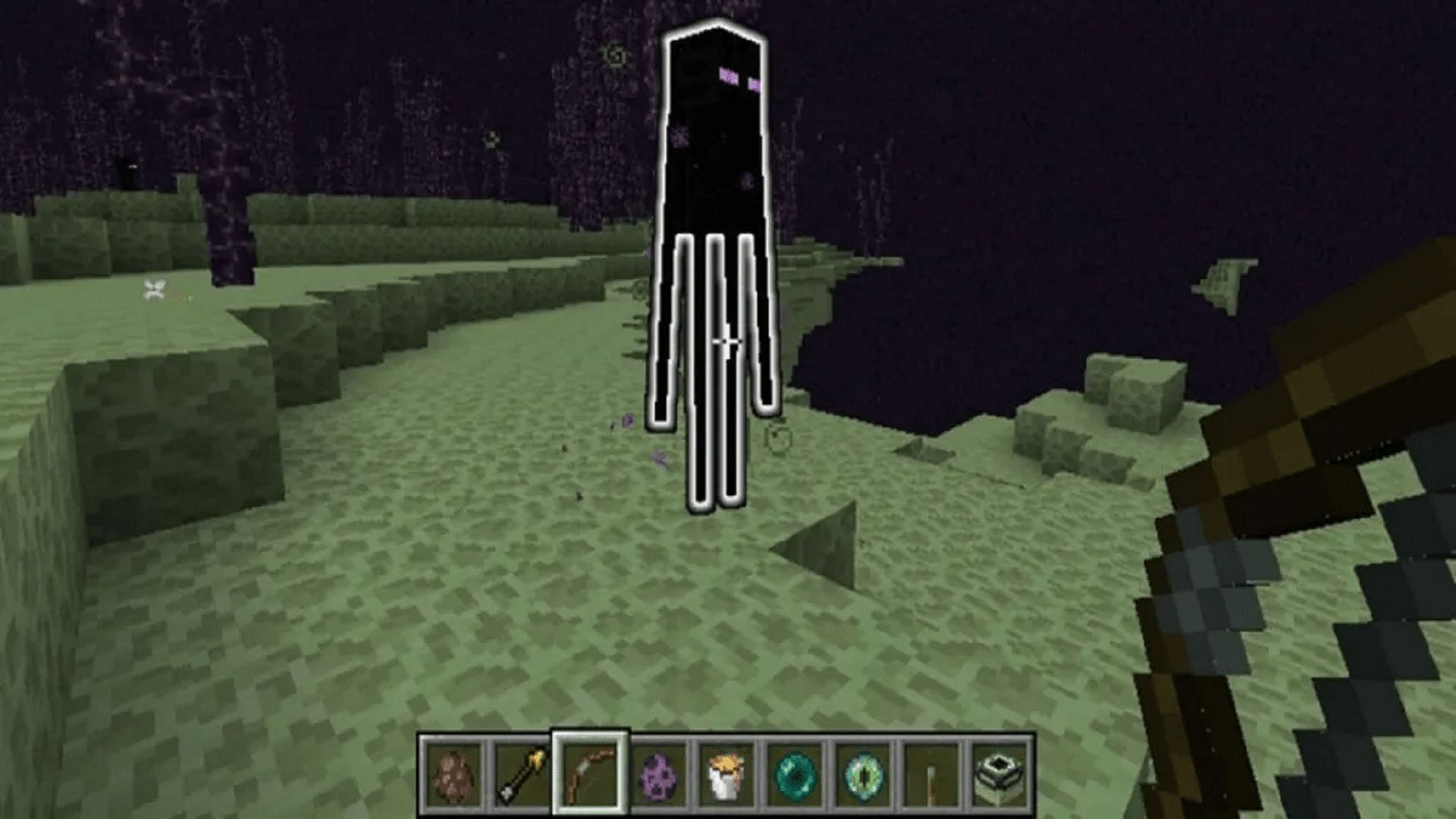 A spectral arrow marks an enderman in Minecraft (Image via Mojang)