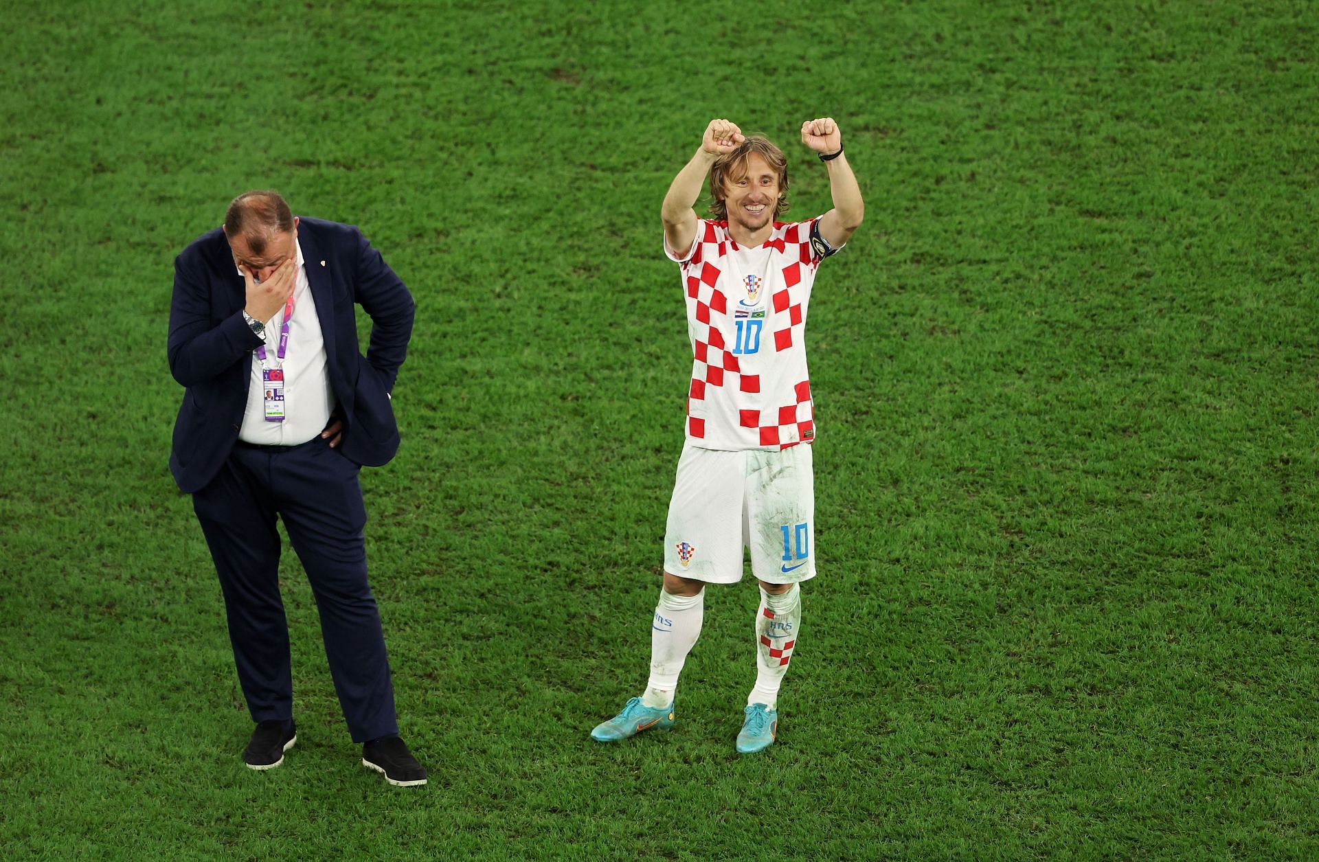 Luka Modric celebrates after his team&#039;s win