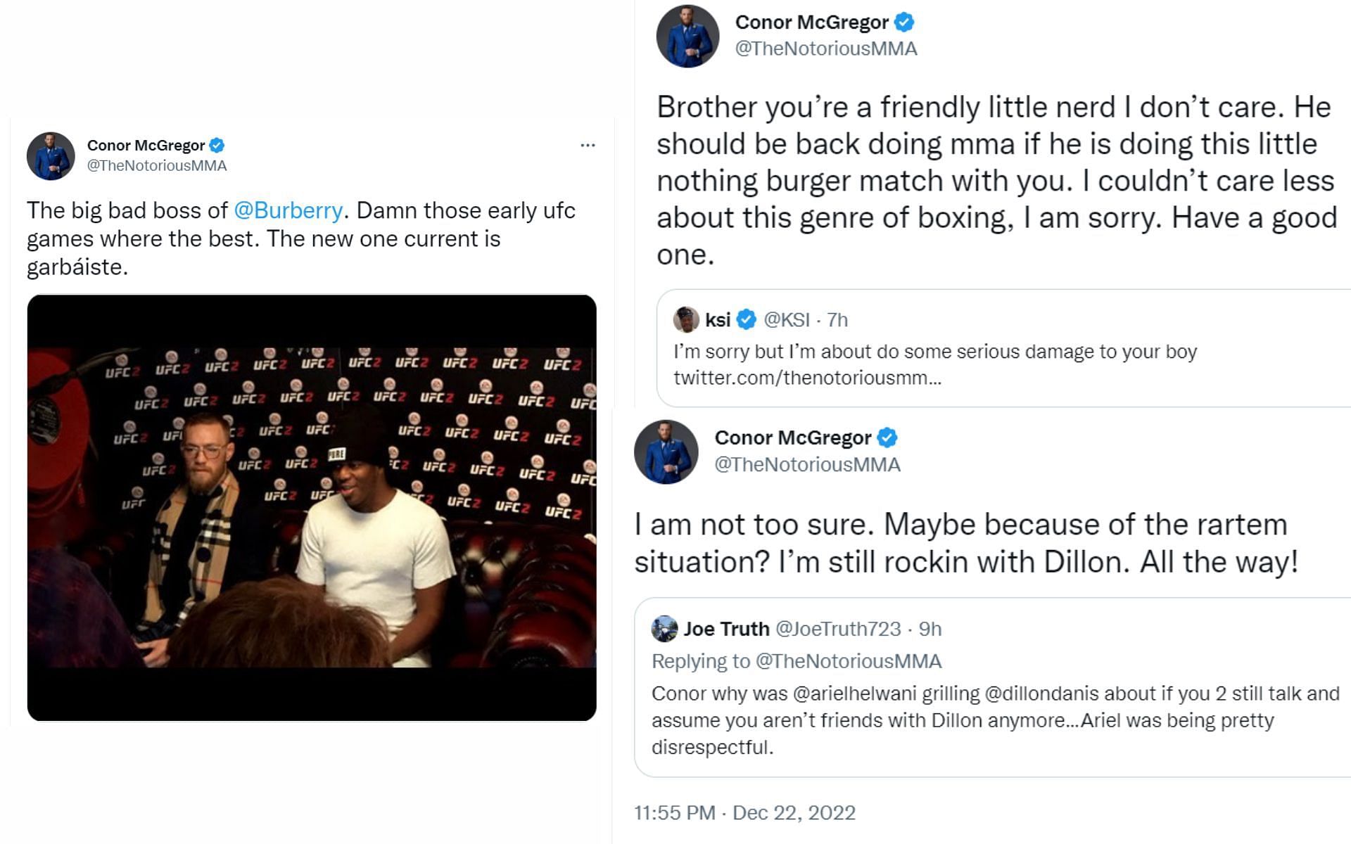 McGregor responds to KSI [credits: @thenotoriousmma on Twitter]