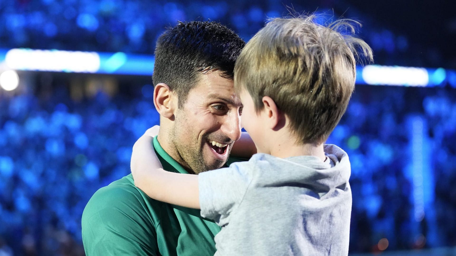 High on emotions, celebrating with his son