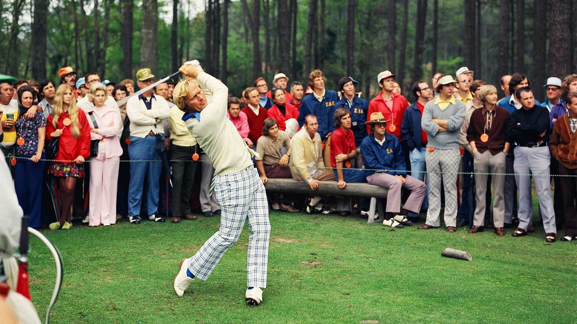 Jack Nicklaus playing shot during 1971 Masters, which he eventually won