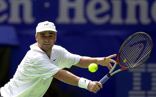 Andre Agassi in action during the 2001 Australian Open.