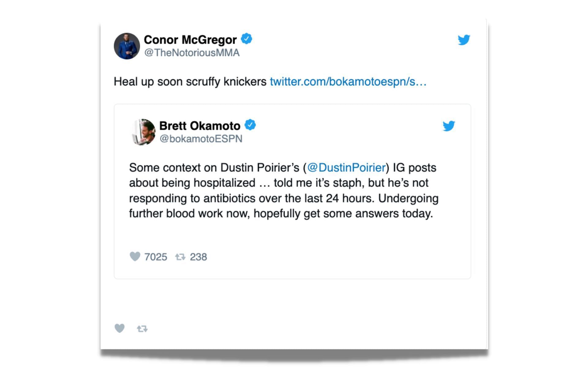 Conor McGregor&#039;s now-deleted tweet.