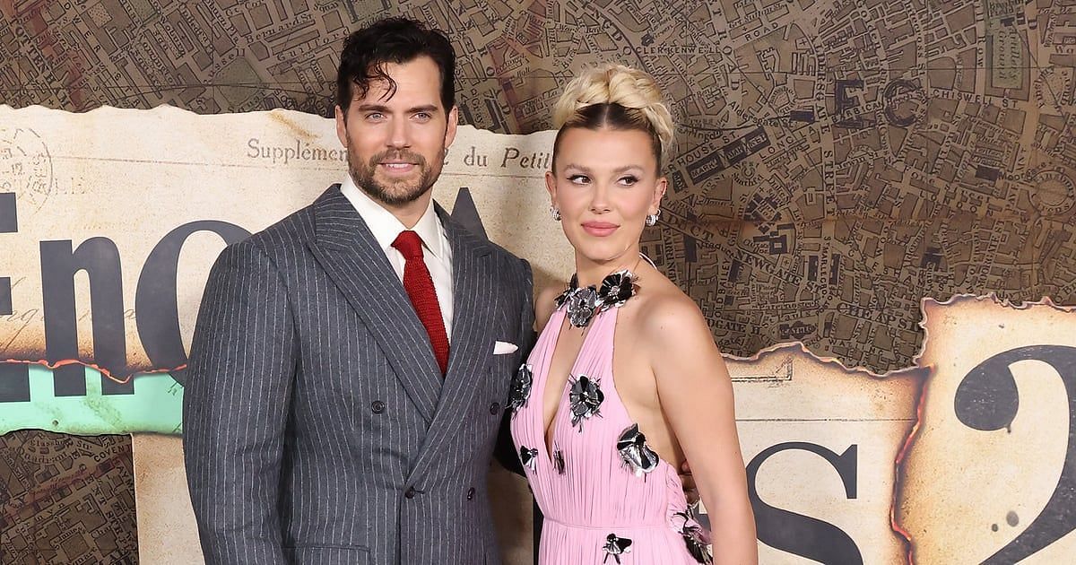 Henry Cavill and Millie Bobby Brown at Enola Holmes 2 premiere (Image via Netflix)