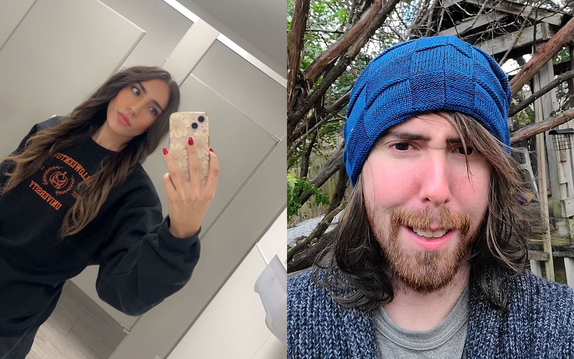 Asmongold shares his opinions on Nadia getting unbanned after five hours on Twitch (Images via Nadia and Asmongold/Twitter)