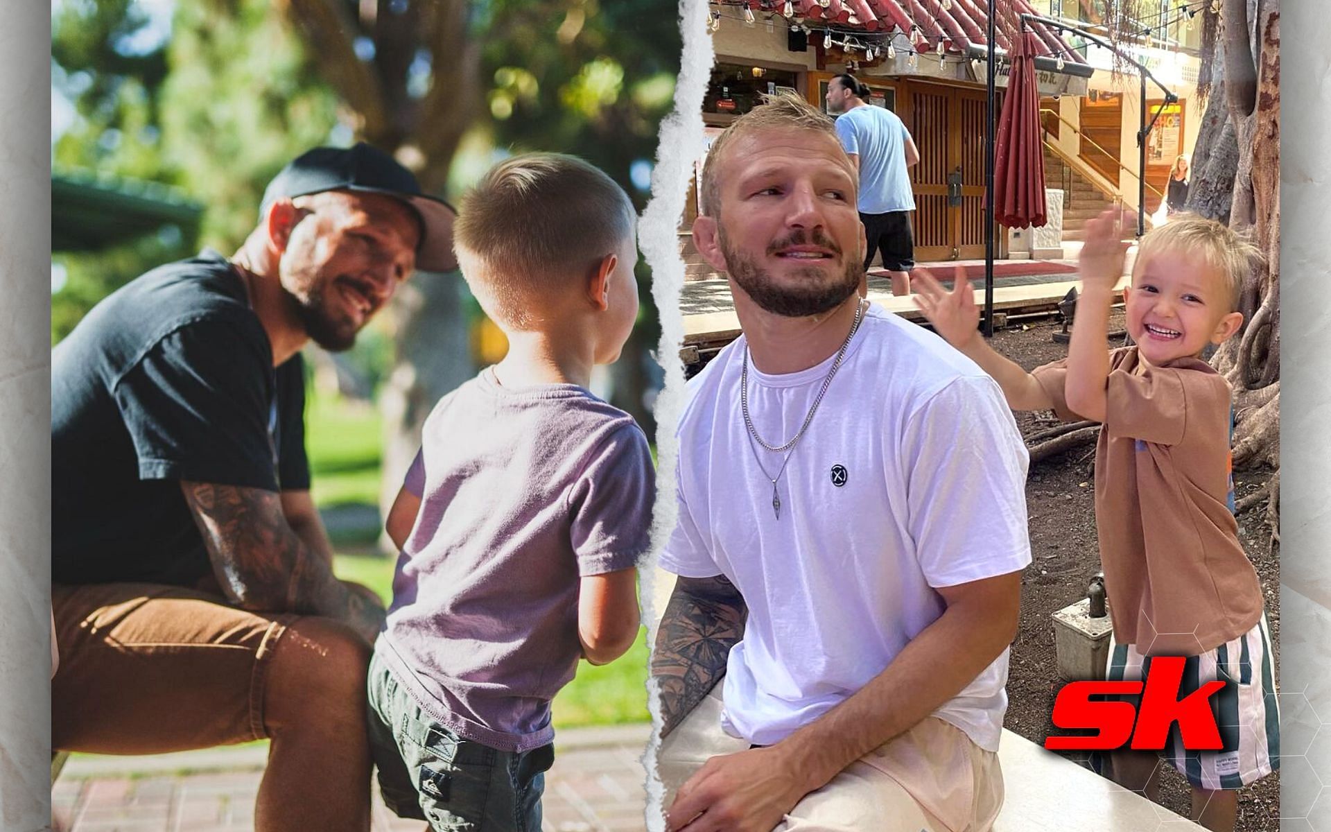 TJ Dillashaw with his 5-year-old son