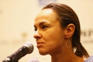 Martina Hingis at a press conference at the 2015 BNP Paribas WTA Finals.