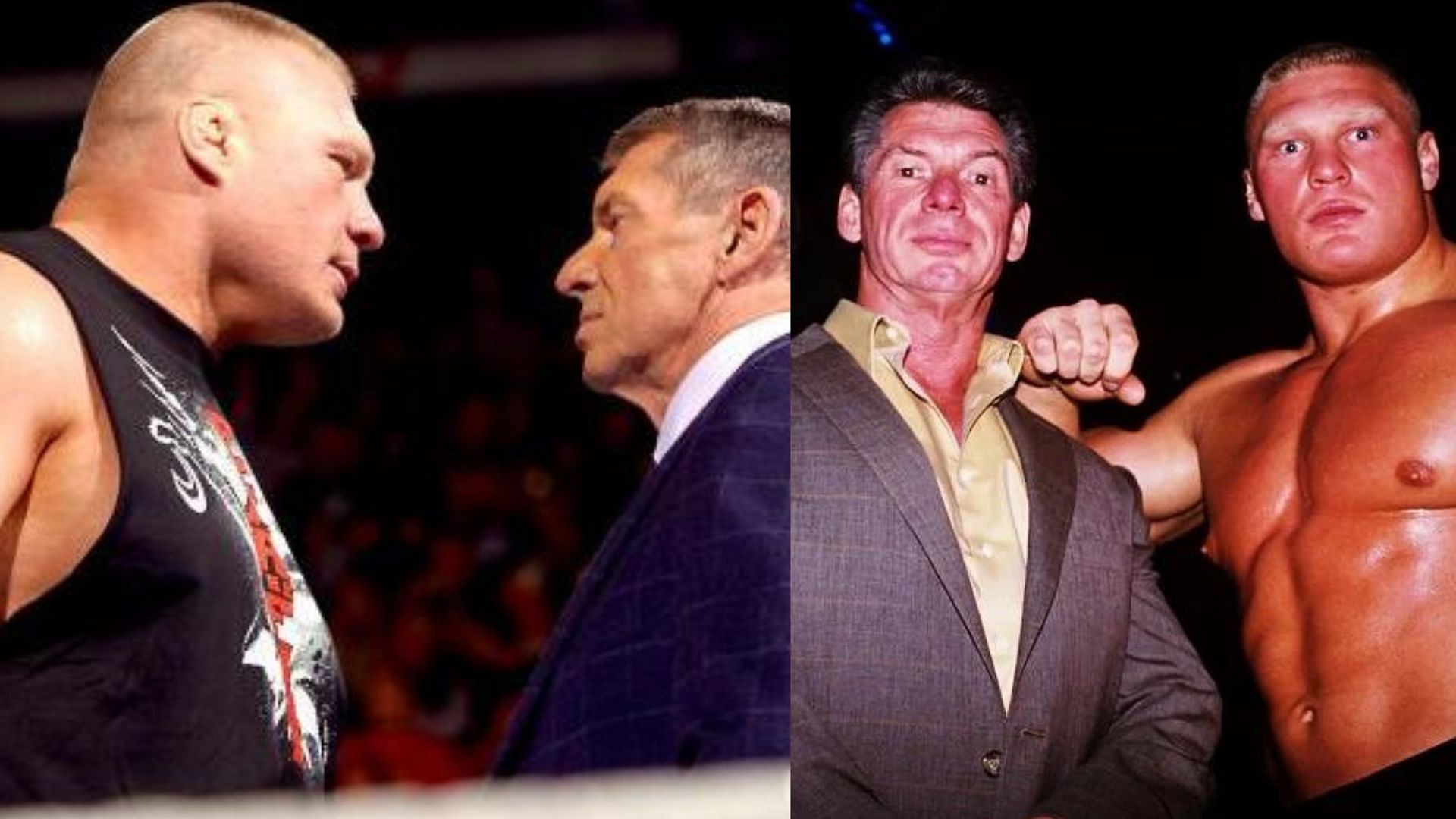 WWE personalities Vince McMahon and Brock Lesnar