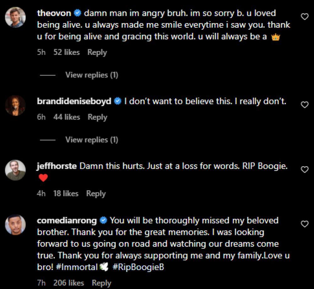 Netizens react to the comedian&rsquo;s sudden passing (Image via comedianboogieb/Instagram)