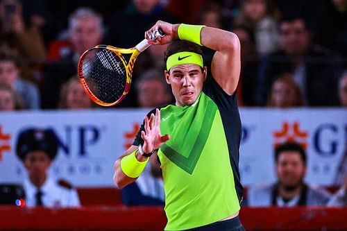 Rafael Nadal in action during the Latin America tour