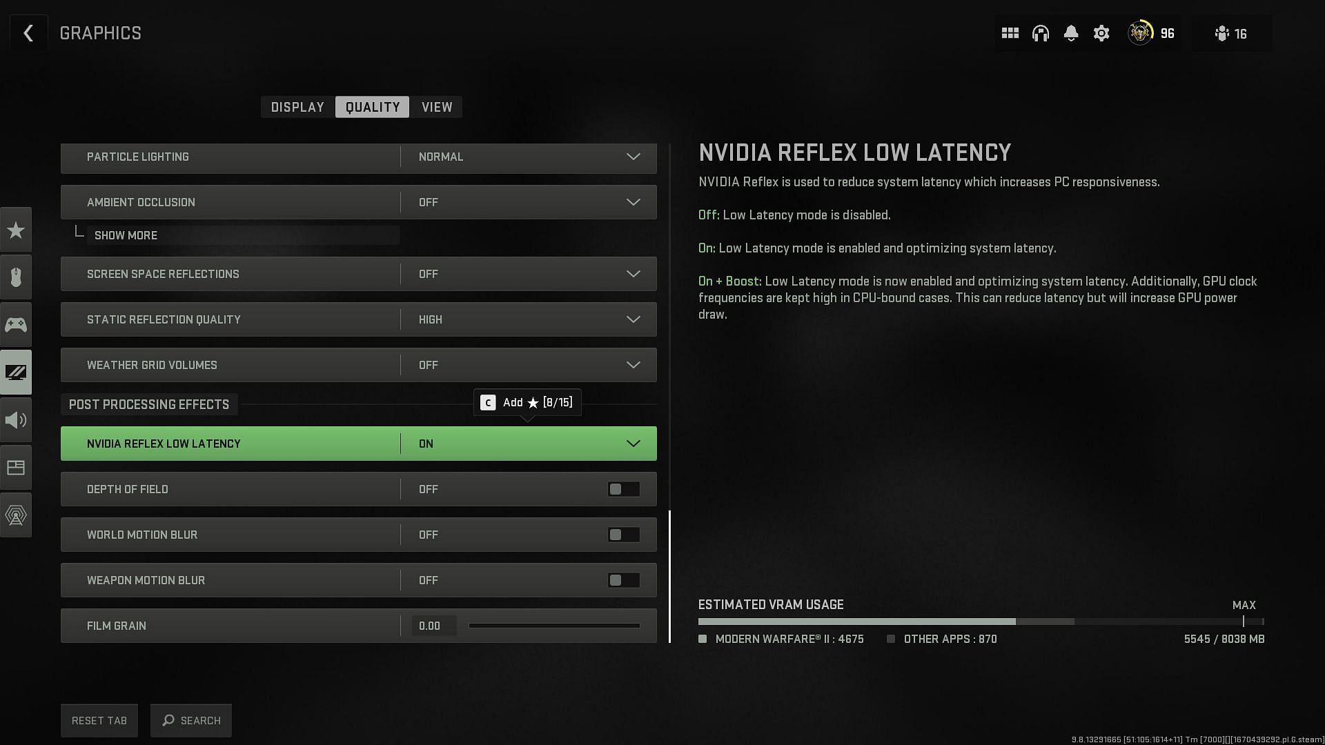 Turn off these settings and enable Nvidia Reflex (Image via Activision)