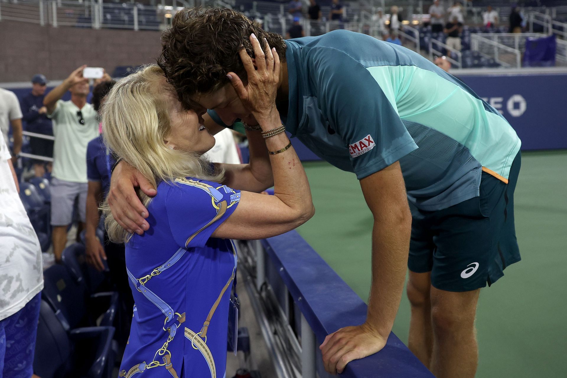 Tracy Austin pictured with her son at the 2022 US Open - Day 1.