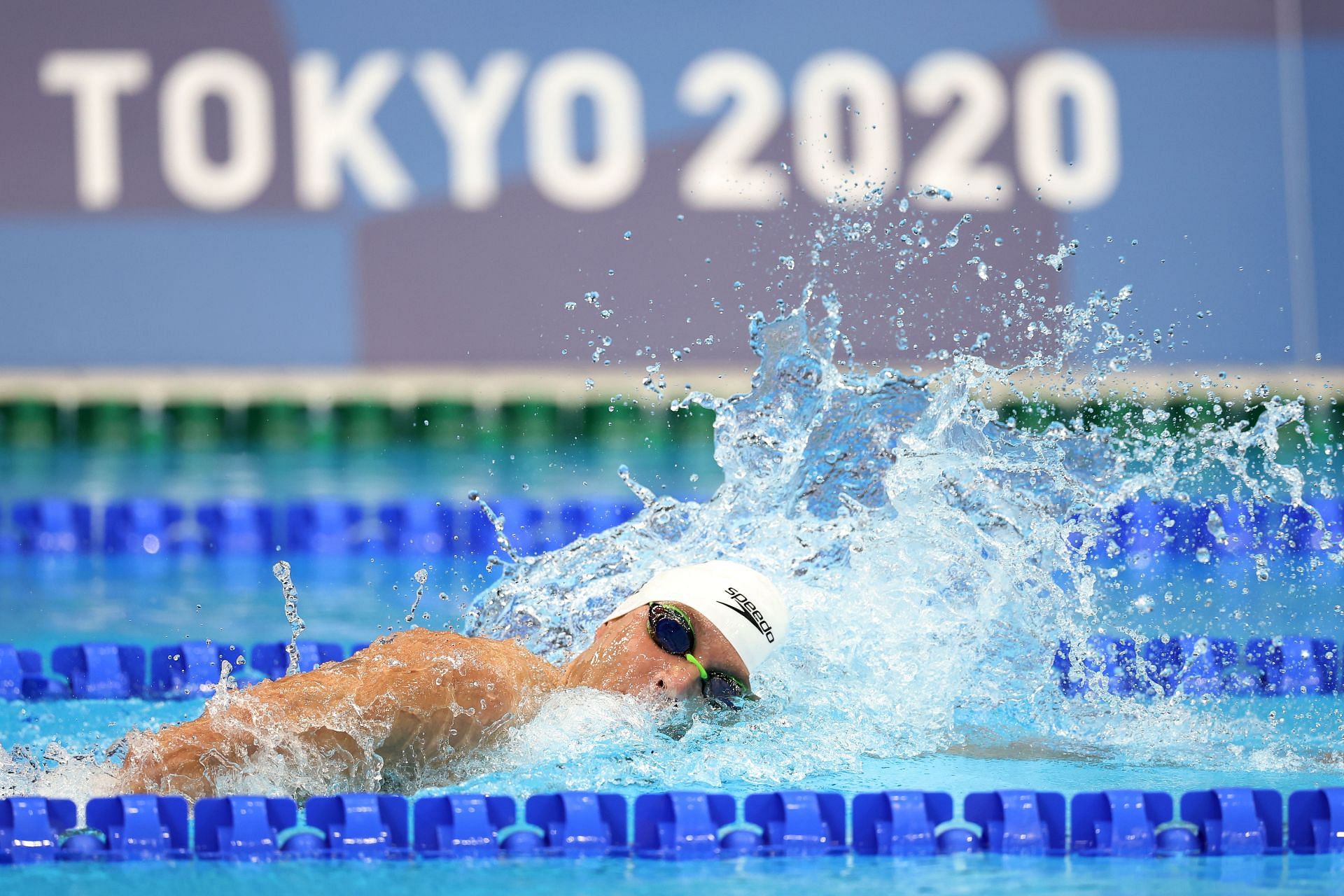 Robert Finke competing in the 800-meter freestyle: Swimming - Tokyo Olympics: Day 4 2021 