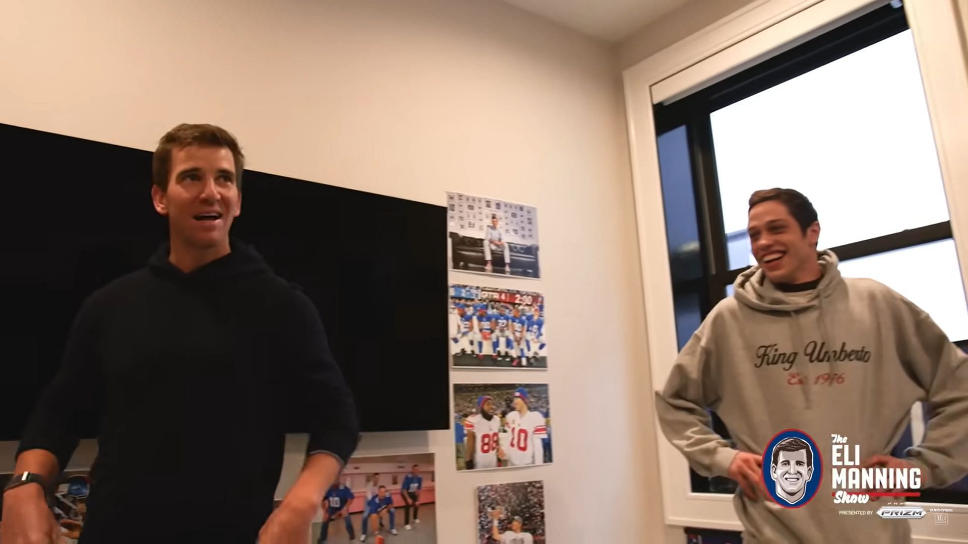 Davidson shows off his Giants-themed bedroom.