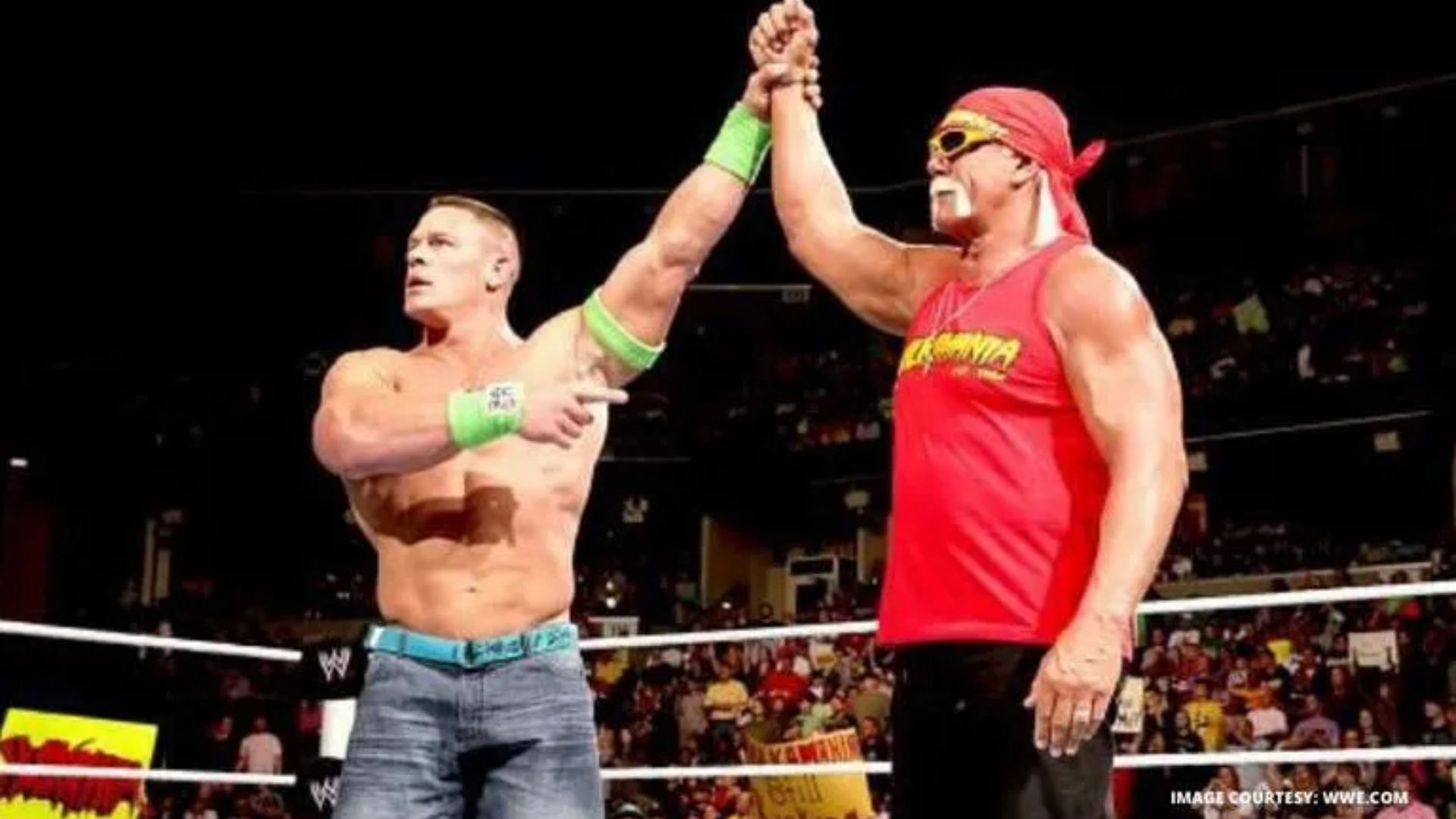 John Cena (left) and Hulk Hogan (right) in 2014.