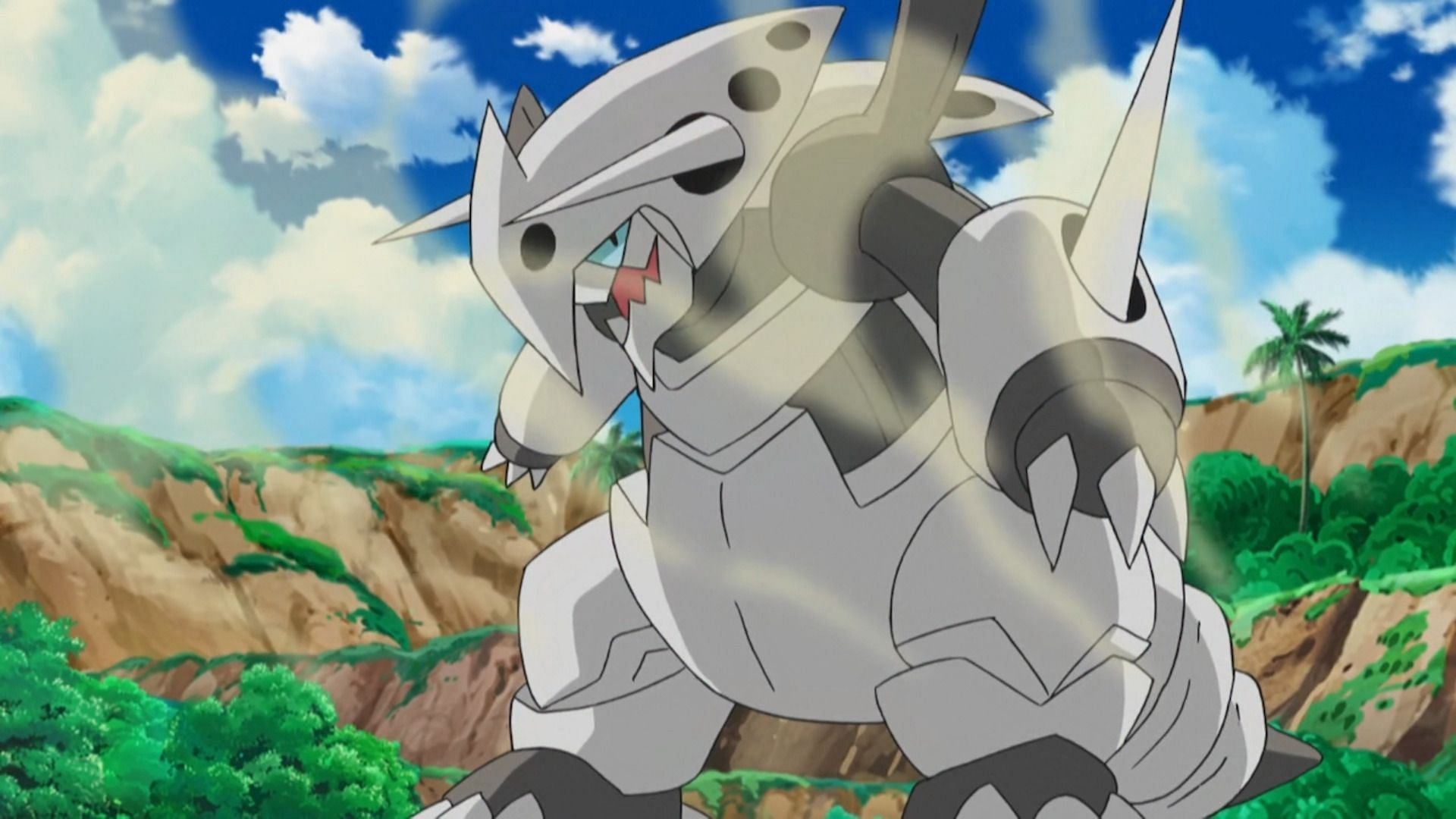 Mega Aggron as it appears in the anime (Image via The Pokemon Company)