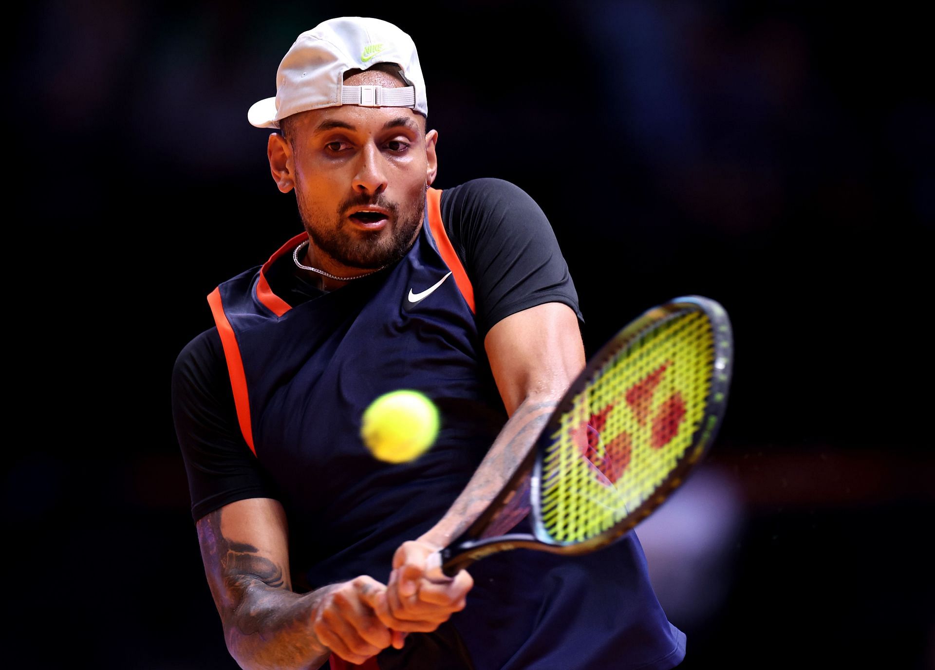 Nick Kyrgios in action at the 2022 World Tennis League