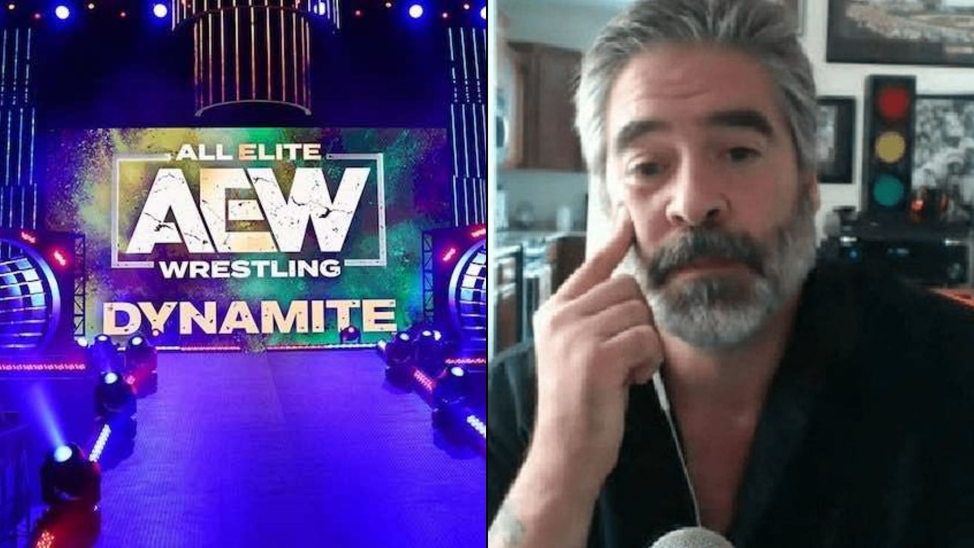 AEW Dynamite (left), Vince Russo (right)