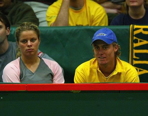 Belgium's Kim Clijsters and Lleyton Hewitt of Australia.