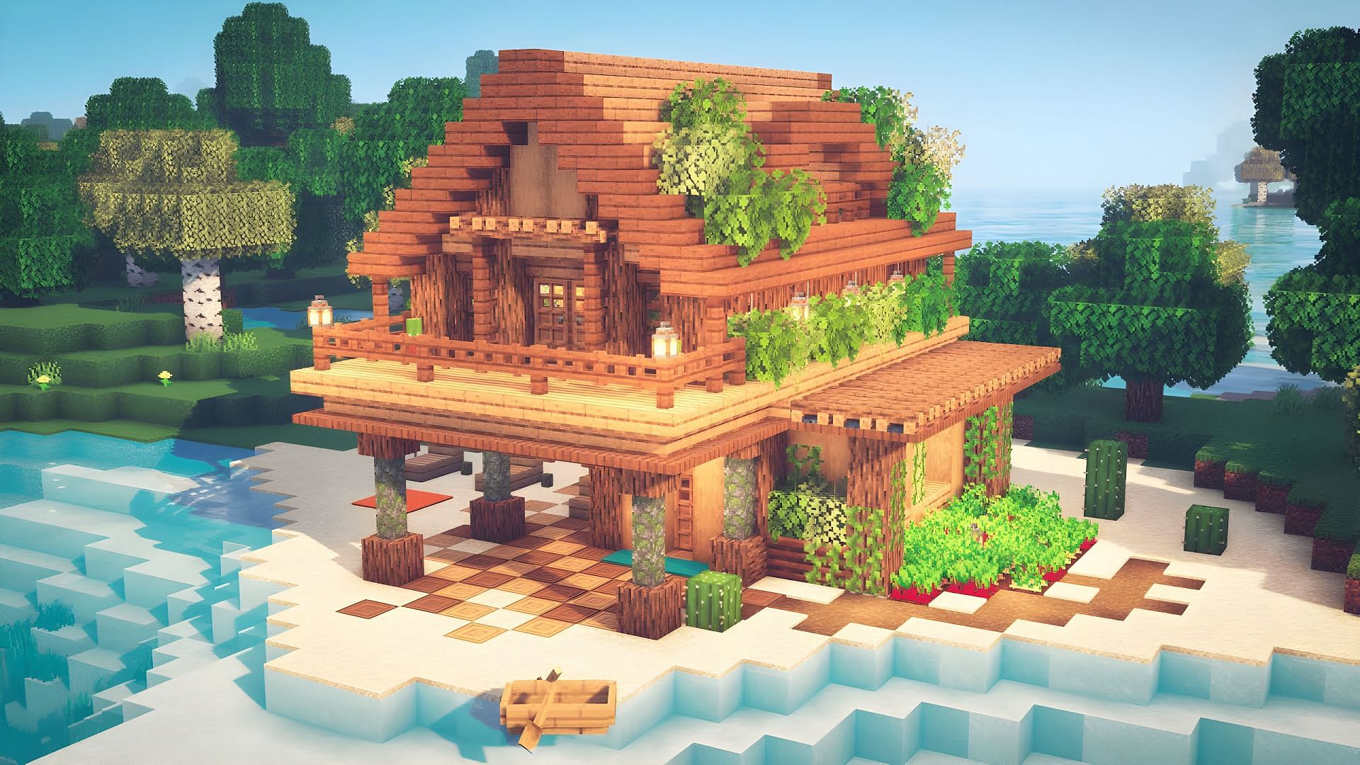 Minecraft beach houses are truly spectacular (Image via Youtube/Zaypixel)