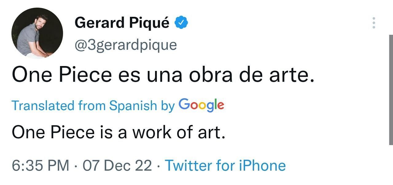 La leyenda del fútbol español Gerard Piqué llama a One Piece ‘una obra de arte’, Internet se rompe