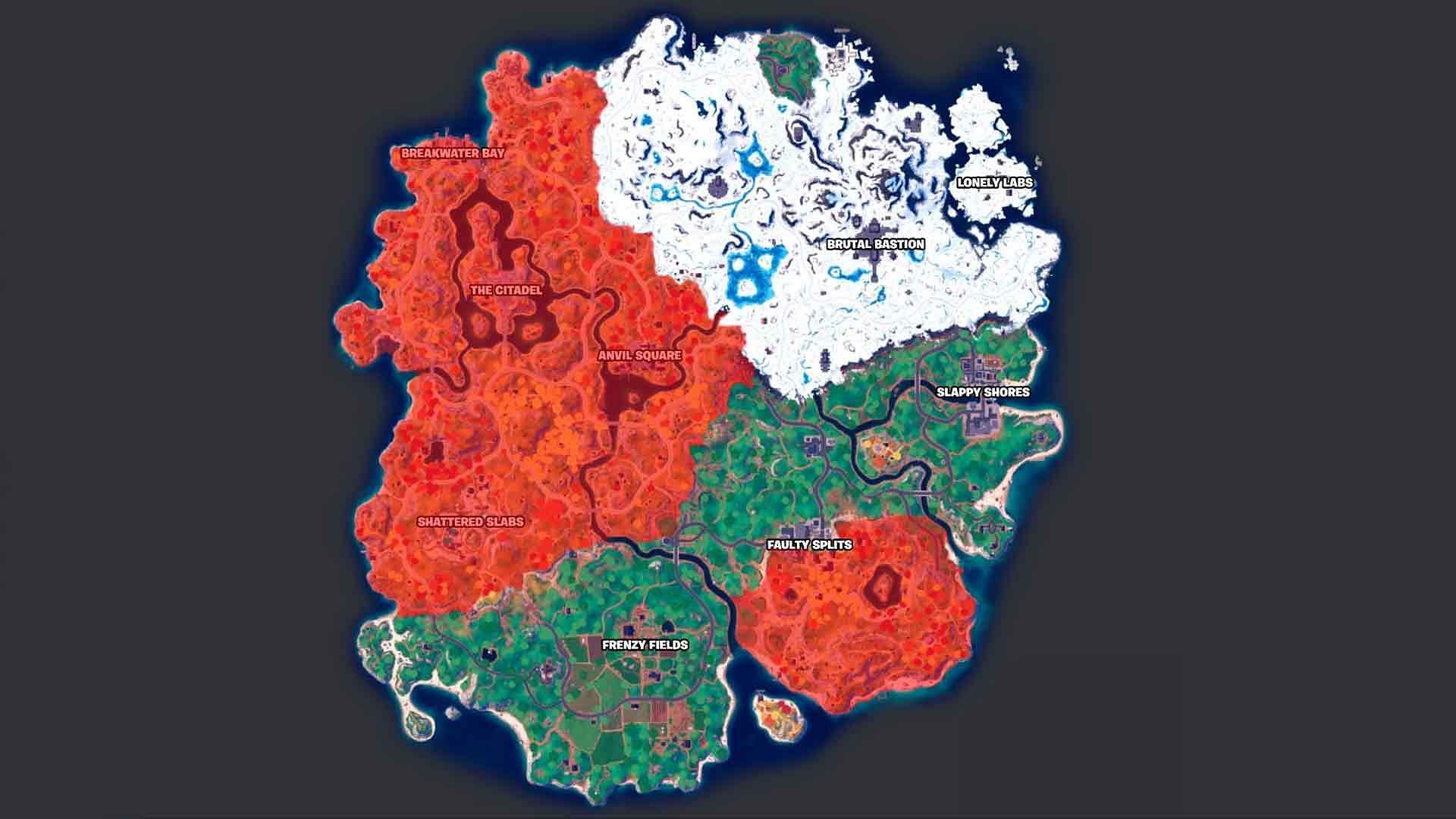 To locate Sky Jellies in Fortnite, try one of these highlighted locations (Image via Epic Games)