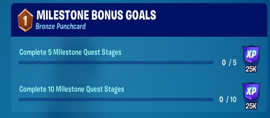 Completing milestone bonus goals rewards bonus XP (Image via Epic Games)