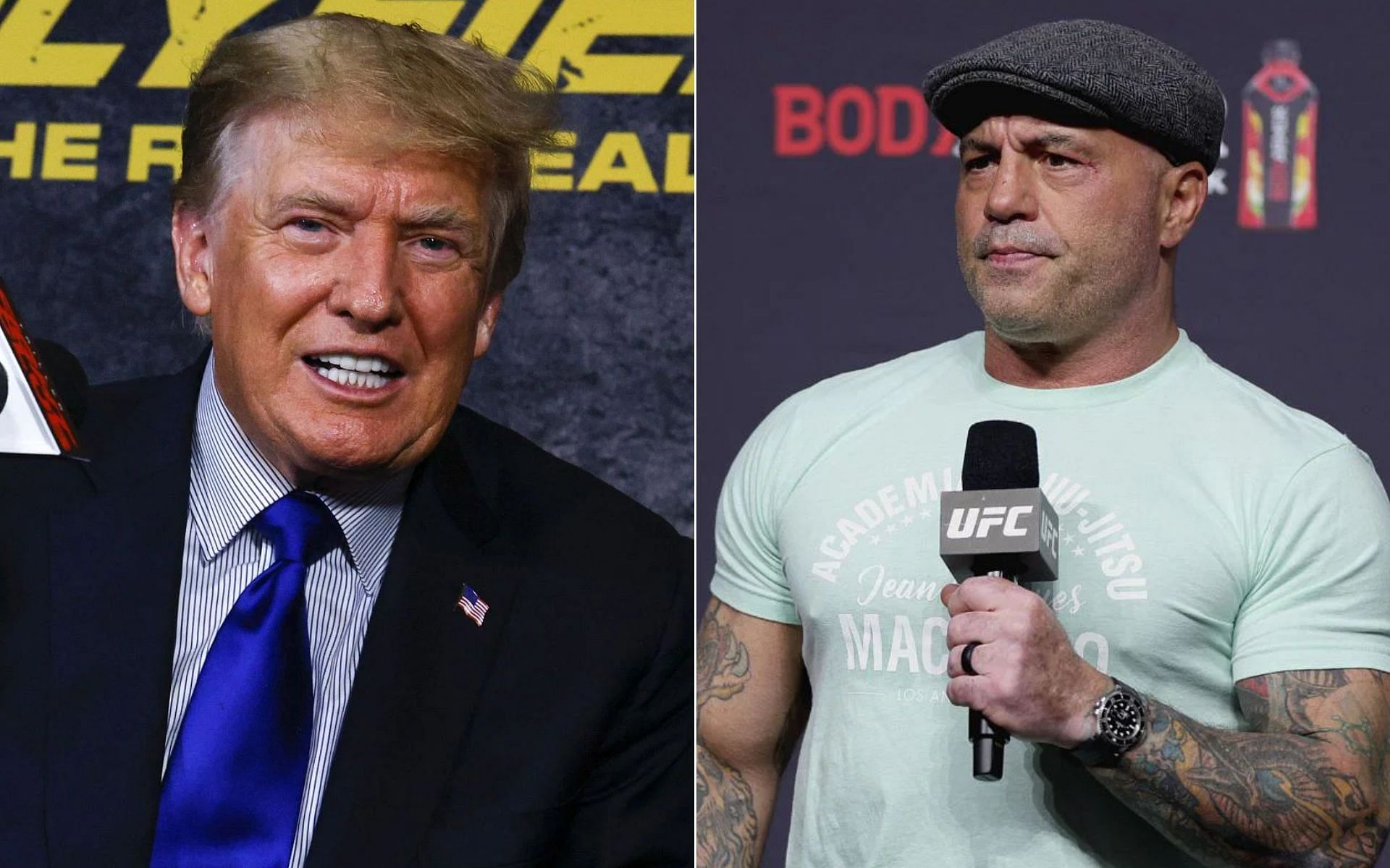 Donald Trump (L), and Joe Rogan (R)