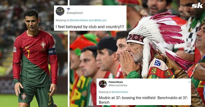 “I feel betrayed by club and country!!” – Twitter mocks Cristiano Ronaldo after he is named on the bench again for FIFA World Cup QF against Morocco