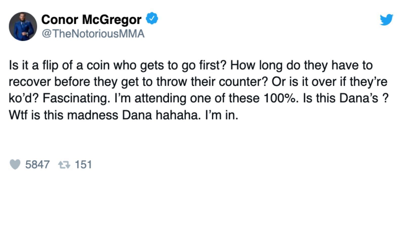 McGregor's now-deleted tweet