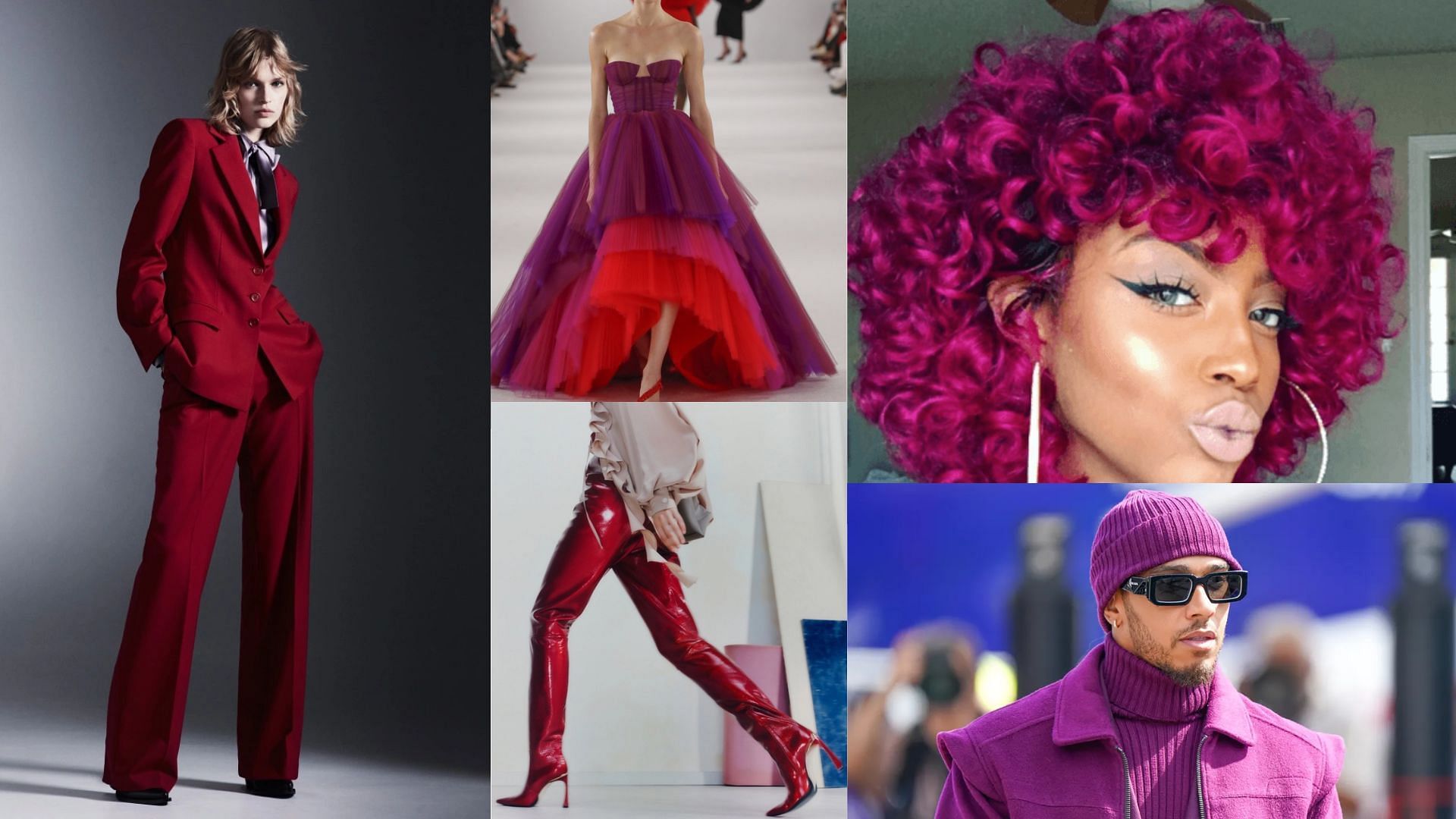 Viva Magenta as seen in fashion and trends (Image via Twitter and The Color Institute)