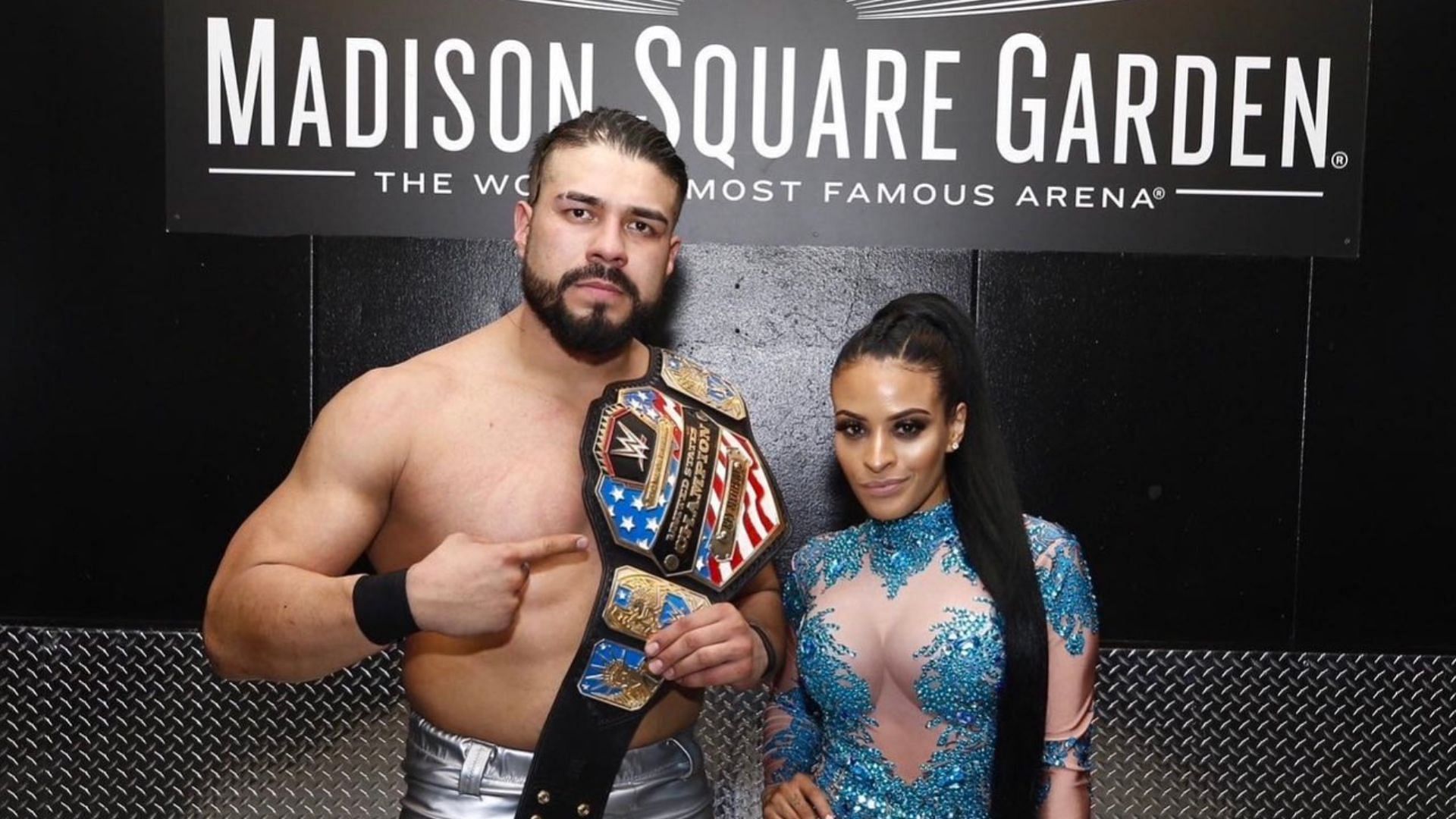 Andrade El Idolo and Zelina Vega at Madison Square Garden in 2019.