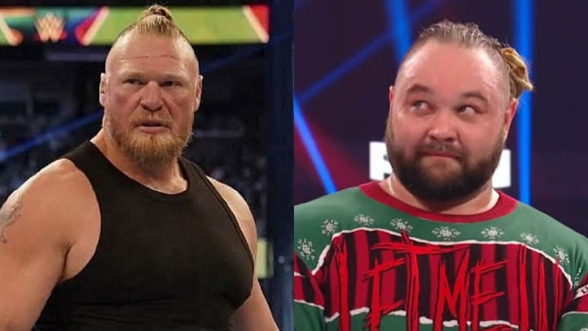 Brock Lesnar (left); Bray Wyatt (right)