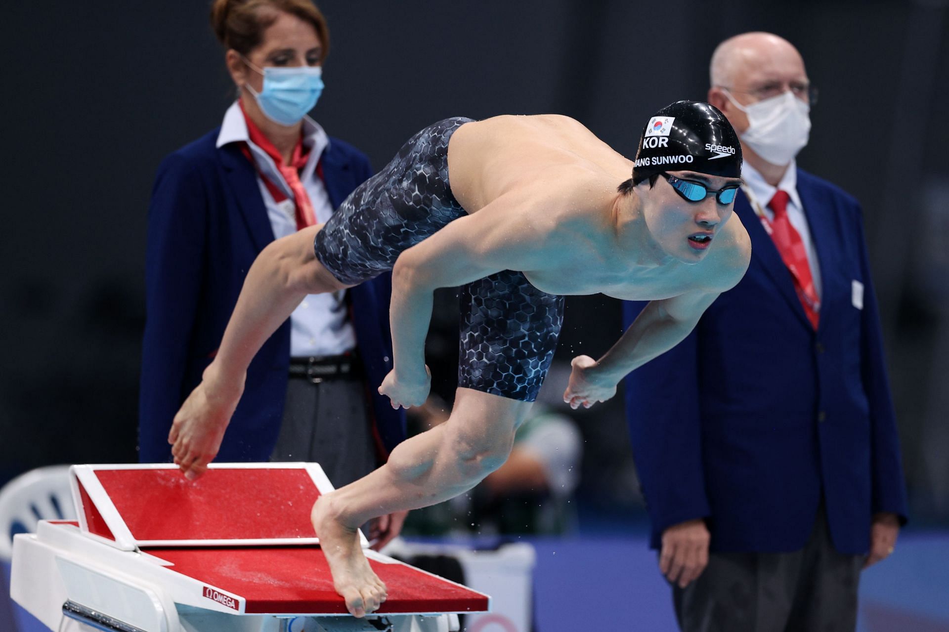 Hwang Sun-woo of Team Korea competes in the Men's 200m Freestyle Semifinal on day three of the Tokyo 2020 Olympic Games.