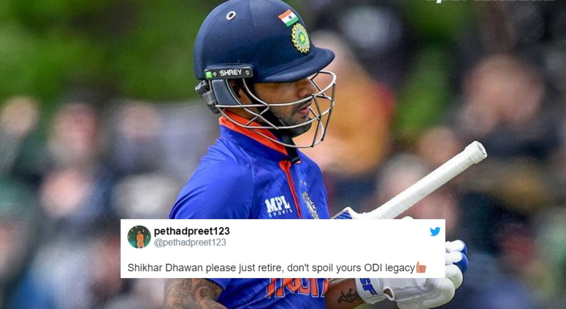 “Shikhar Dhawan please just retire” Fans react after India opener’s