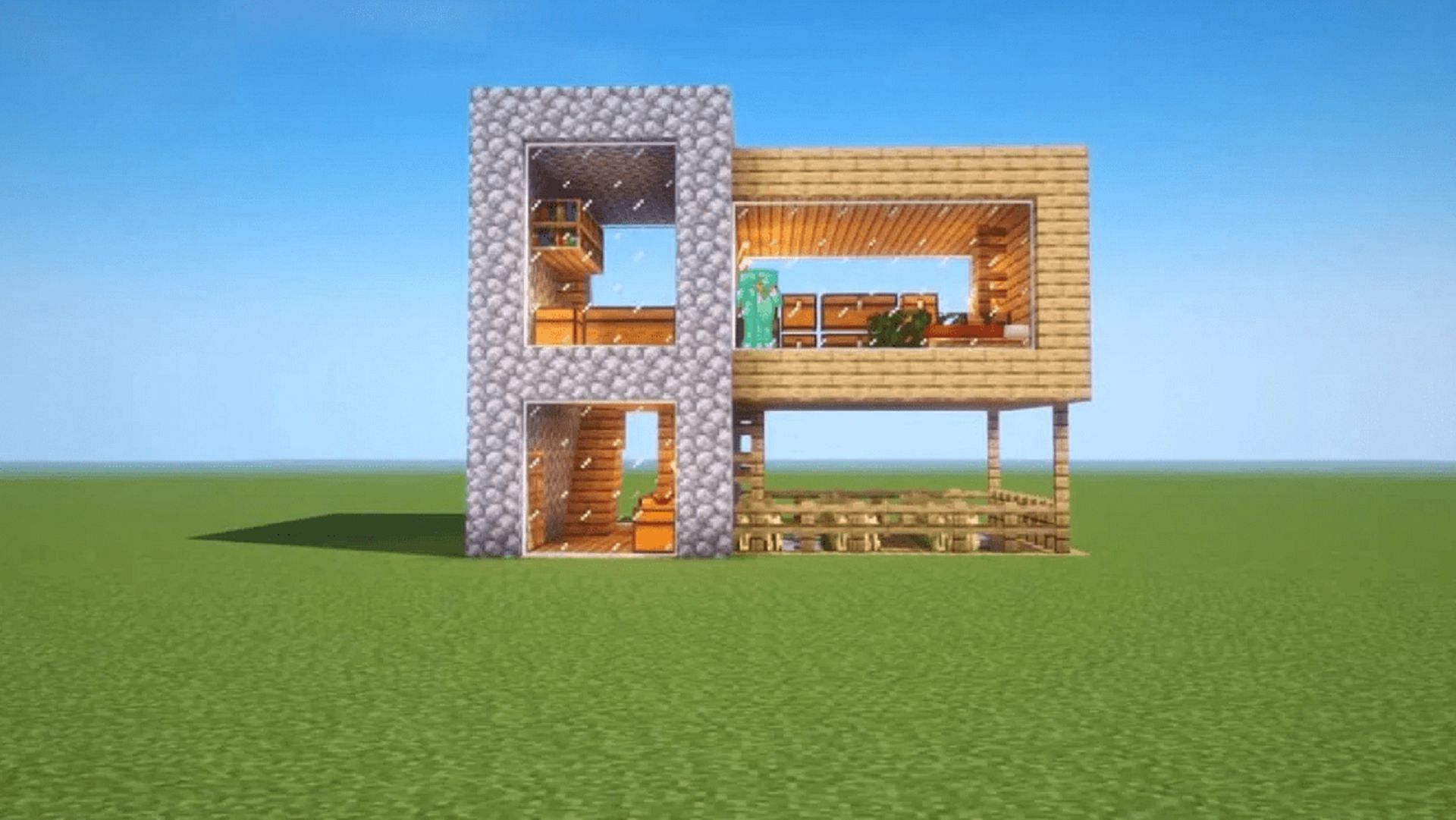 Once you&#039;ve got a shelter, it&#039;s time to move up to a Minecraft house (Image via Mojang)