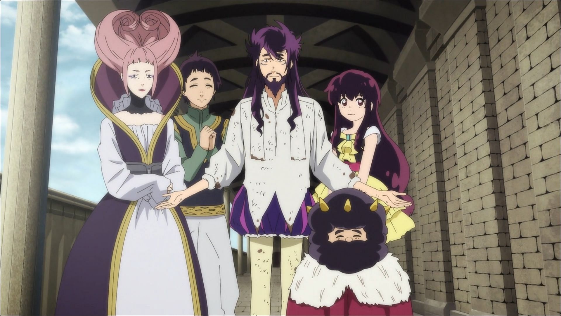 The Uralis Royal family as seen in the anime (Image via Studio Drive)