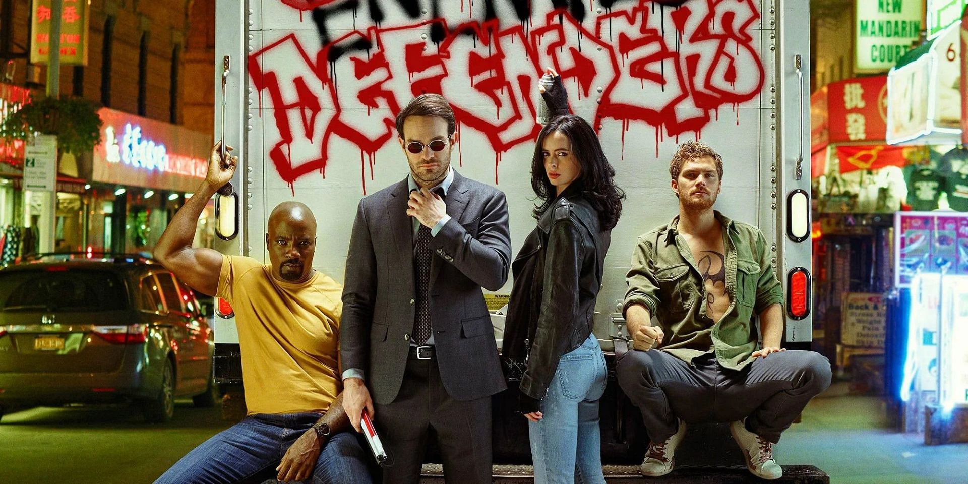 Daredevil, Luke Cage, Jessica Jones, and Iron Fist in The Defenders (Image via Netflix)