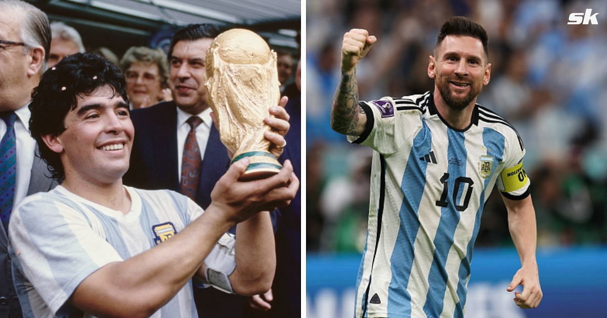[L-to-R] Diego Maradona and Lionel Messi.