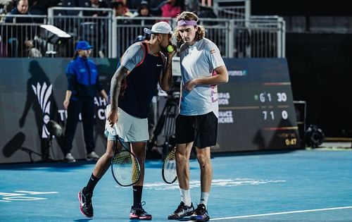 Kyrgios and Tsitsipas at the 2022 Diriyah Tennis Cup