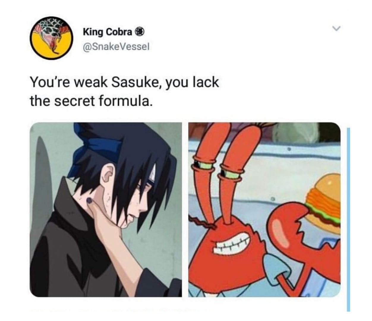 Choking Sasuke meme with Mr Krabs (Image via Twitter)