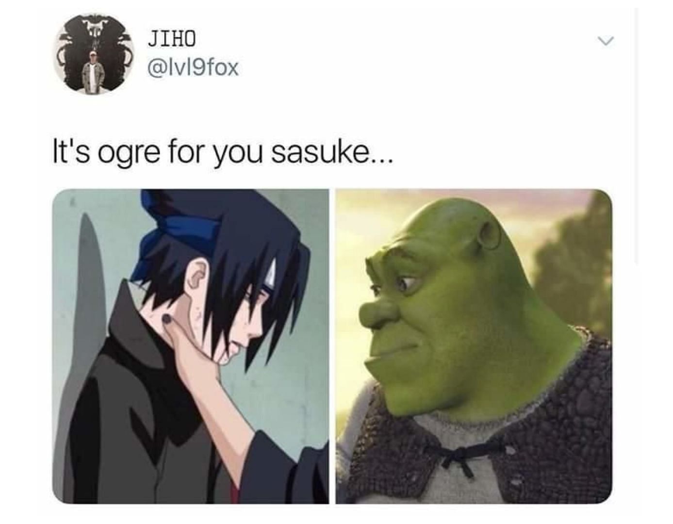 Choking Sasuke meme with Shrek (Image via Twitter)