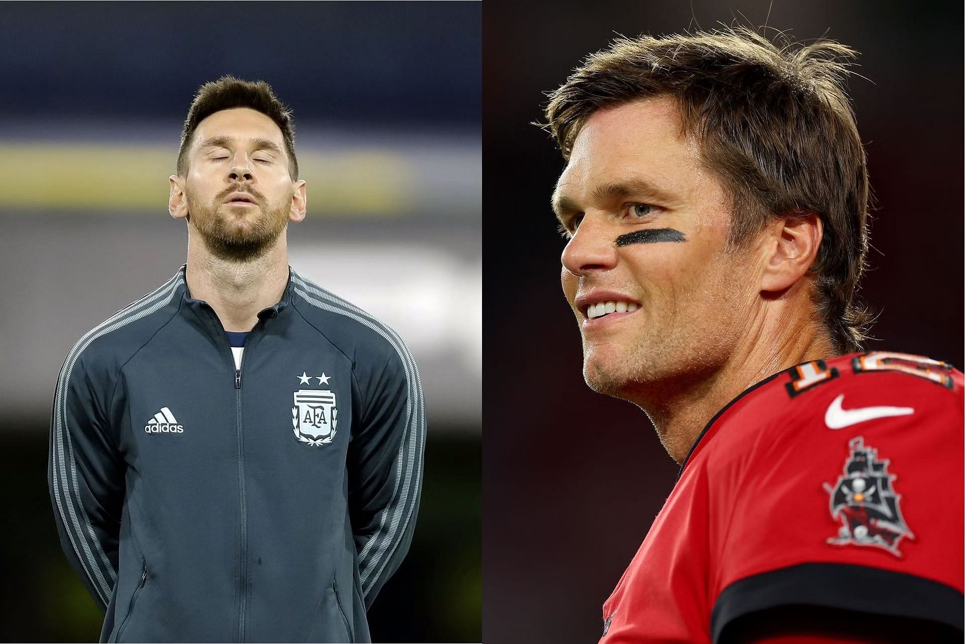Lionel Messi (L) and Tom Brady (R)