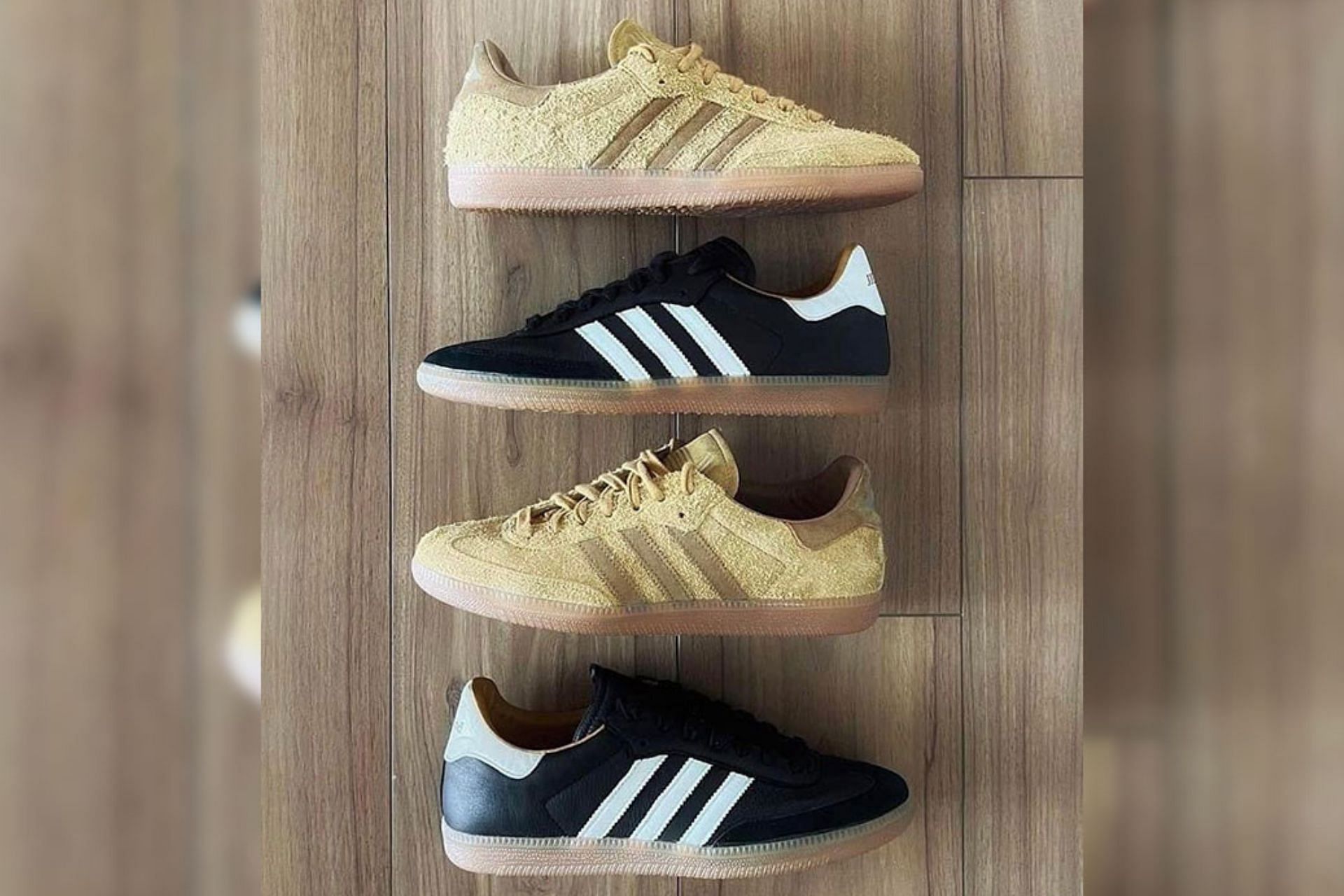 Take a closer look at the two colorways expected to be offered under the upcoming JJJJound x Adidas Samba capsule (Image via Instagram/@Thrift2.000)