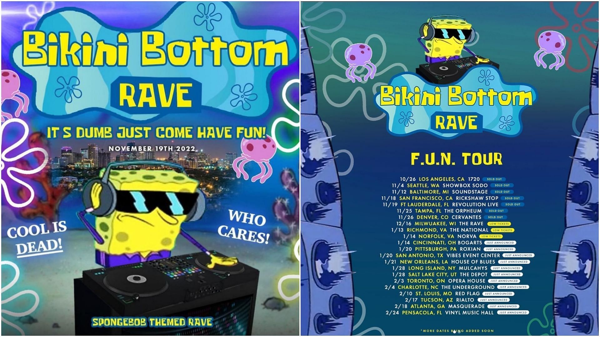 SpongeBob Bikini Bottom Rave Tour 2023 Tickets, dates, venues, and more