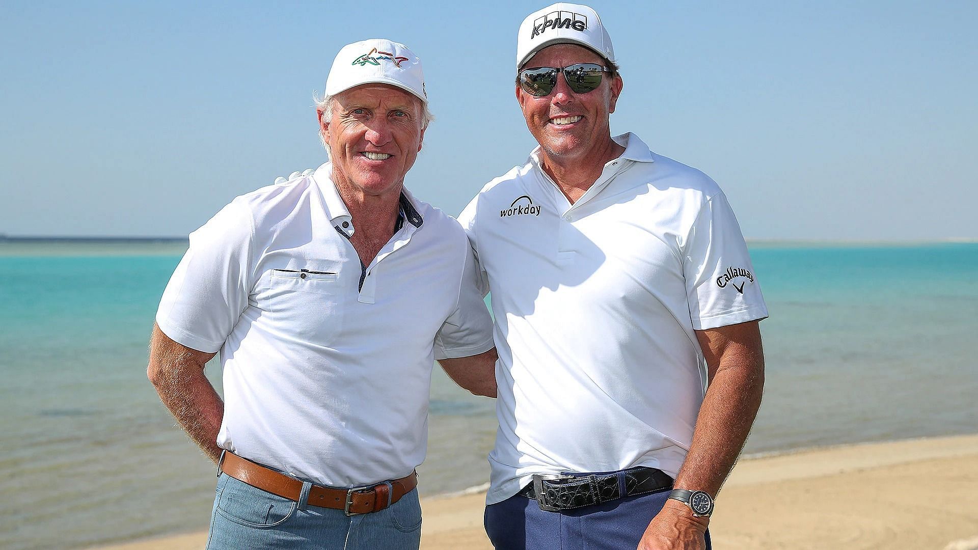 Phil Mickelson with LIV Golf&#039;s CEO Greg Norman