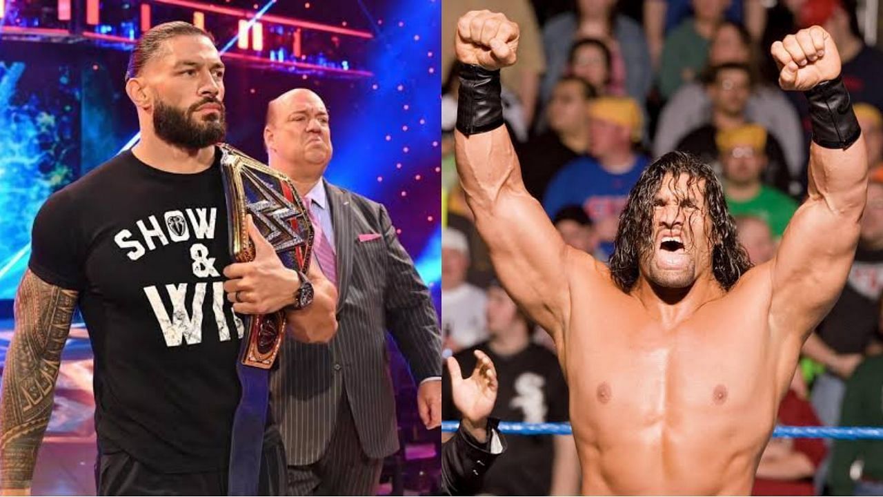 अनडिस्प्यूटेड WWE यूनिवर्सल चैंपियन रोमन रेंस, पॉल हेमन और द ग्रेट खली 