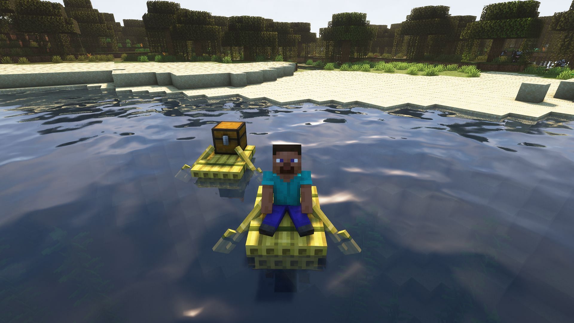 Rafts in Minecraft (Image via Mojang)