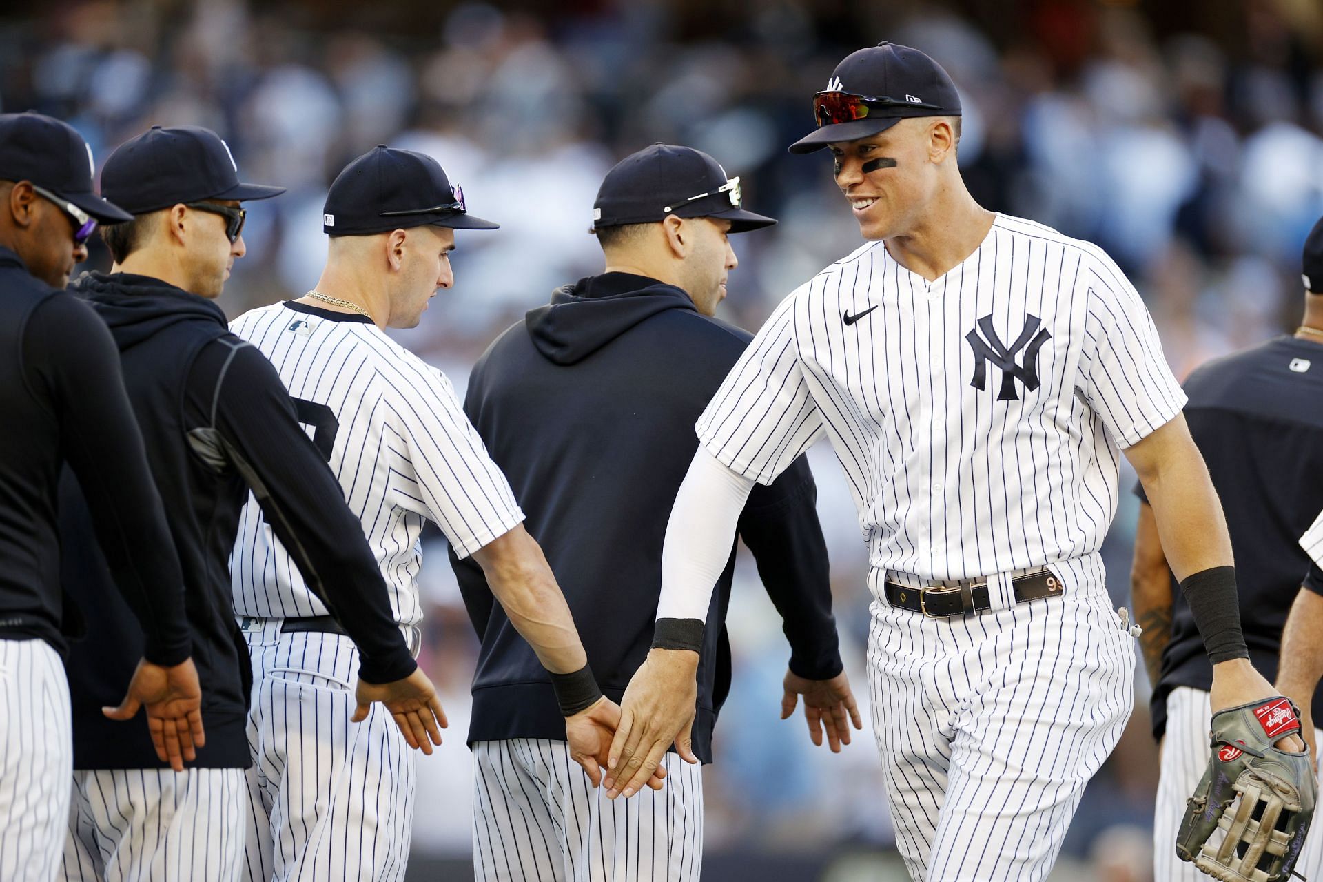 Photo: New York Yankees Alex Rodriguez reacts holding the MLB