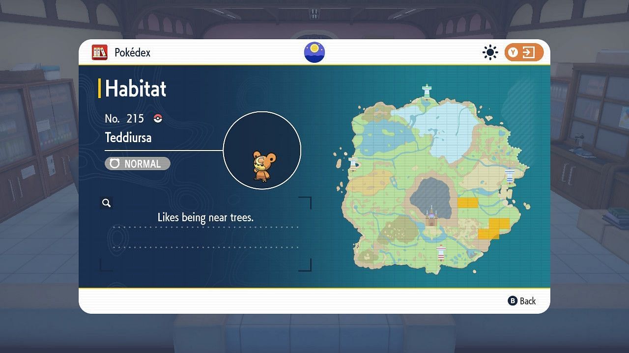 Teddiursa&#039;s location in Pokemon Scarlet and Violet as stated in the Pokedex (Image via The Pokemon Company)